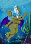  1girl anthro barefoot bat big_breasts breasts feet female freediving furry navel nipples nude ocean rouge_the_bat sea sega skinny_dipping solo sonic_(series) sonic_the_hedgehog_(series) swimming the1stmoyatia underwater water 