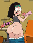 1girl 1girl altzegoz_(artist) american_dad ass big_ass bubble_butt dat_ass female_focus female_only hayley_smith nice_ass pants_down surprised