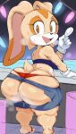 aged_up ai_generated booty_shorts cream_the_rabbit exposed_ass huge_ass jean_shorts looking_at_viewer looking_back nervous purple_yoshi_draws_style rabbit_girl rabbit_tail sega shortstack sonic_the_hedgehog_(series) thick_ass thick_thighs torn_clothes