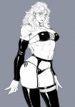  1girl big_breasts breasts dorohedoro lingerie long_hair monochrome noi_(dorohedoro) panties underwear 