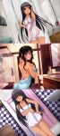  1girl 3koma ass bathroom black_hair breasts collage comic commentary concept_art dark_skin dutch_angle female hair highres hunie_pop kaskia kaskia_(artist) kazenokaze kyanna_delrio naked_towel official_art red_eyes solo towel wet_hair 