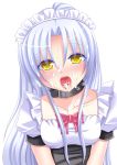  alternate_costume angel_beats! blush collar cum cum_in_mouth empty_eyes enmaided facial highres maid tenshi_(angel_beats!) tongue yellow_eyes 