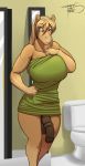  1girl 2015 animal_genitalia anise anthro bathroom big_breasts breasts equine female female_only flaccid freckles_(artist) furry futanari horse horsecock mammal penis solo testicles towel 