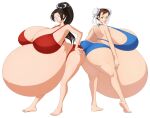  2_girls bikini black_hair brown_eyes brown_hair chun-li gigantic_breasts king_of_fighters mai_shiranui pregnant pregnant_belly pregnant_female saburox street_fighter yuri 