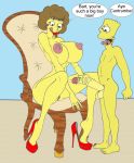 bart_simpson big_breasts big_penis big_testicles breasts hair high_heels huge_breasts huge_penis maude_flanders milf nipples penis pussy sbb the_simpsons yellow_skin