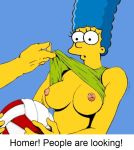  breasts homer_simpson homerjysimpson marge_simpson the_simpsons yellow_skin 