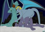  angela_(gargoyles) ass breasts disney doggy_position fab3716 female fingering gabriel_(gargoyles) gargoyles male nude ophelia_(gargoyles) penis pussy threesome trio wet 