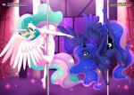 2_girls 2girls alicorn alicorn_princess anthro anthrofied ass bbmbbf big_breasts breasts completely_nude cutie_mark equestria_untamed female female_anthro female_only hasbro horn horse_girl looking_at_viewer mlp mlp:eg mlp:fim mlpeg mlpfim my_little_pony my_little_pony:_equestria_girls my_little_pony:_friendship_is_magic my_little_pony_friendship_is_magic nude nude_female palcomix pietro's_secret_club princess_celestia princess_celestia_(mlp) princess_luna princess_luna_(mlp) royal_sisters_(mlp) sister_and_sister sister_princess sisters striped stripper_pole stripping wings