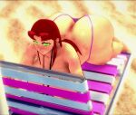 1girl 3d 3d_animation alien alien_girl alien_humanoid ass beach beach_chair big_ass big_breasts bikini breasts bubble_butt dat_ass dc_comics dumptruck_ass enormous_ass enormous_breasts enormous_butt fat_ass_teen female female_only flirting_look gif gilmintan green_eyes huge_ass huge_breasts koikatsu koriand'r long_hair long_hair_female looking_at_viewer lounge_chair lying lying_down lying_on_stomach on_stomach orange_skin red_hair sand shaking shaking_ass shaking_butt solo solo_female solo_focus starfire stockings teen_titans teenage_girl thick_thighs thighs twerking voluptuous_teen wiggle