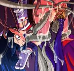  1girl ass bad_id blue_hair bukkake censored cum cum_on_clothes cum_on_hair disgaea feet japanese_clothes long_hair miko oral pointy_ears pussy rape ronin_(disgaea) ronin_disagaea samurai sokushi soxy spread_pussy tentacle tentacles 