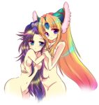 2girls angela angela_(seiken_densetsu_3) bad_id blonde_hair blue_eyes blush featured_image highres long_hair multiple_girls nude plug_(artist) purple_hair riesz seiken_densetsu seiken_densetsu_3 square_enix valkyrie yuri