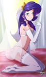 1girl blue_eyes bra bridal_lingerie bridal_veil danmakuman earrings eyeshadow female female_only friendship_is_magic gloves humanized kneel lingerie long_gloves long_hair looking_at_viewer my_little_pony on_knees panties rarity rarity_(mlp) solo stockings white_bra white_gloves white_panties white_stockings