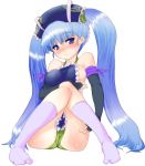  #1 1girl apron ass blue_eyes blue_hair breasts feet footwear goban gretel gretel_(otogi-jushi_akazukin) kneehighs otogi-jushi_akazukin panties sideboob sitting socks solo twintails underwear 