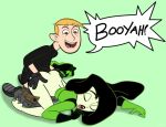 ass black_hair blonde_hair bottomless brown_eyes chunk chunk_(artist) disney doggy_position from_behind kim_possible ron_stoppable shego