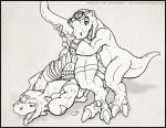  agumon digimon dragoneer from_behind guilmon the_dragoneer_(artist) 