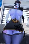  1girl 1girls 3d amelie_lacroix art ass big_ass big_breasts blizzard_entertainment bottom_heavy breasts child_bearing_hips huge_ass kneeling_on_bed overwatch overwatch_2 overwatch_league ponytail principal_lacroix purple_hair purple_skin sampples tagme tattoo thick_thighs toned toned_female wide_hips widowmaker widowmaker_(overwatch) 