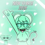  1girl 1girl 2020s 2025 breasts collar female_only moch_(sprunki) mochimochz mouse mouse_ears mouse_girl mouse_tail new_year rodent sprunki sprunki_oc tail 