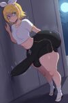 1futa ai_generated ass big_ass booty_shorts breasts erection erection_under_clothes fundoshilover101 futanari huge_ass kagamine_rin tabi_socks vocaloid