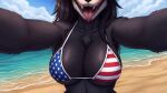  1girls american_flag_bikini bikini furry sharp_teeth tagme teeth 