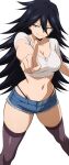  ai_generated bare_thighs big_breasts black_hair blue_eyes boku_no_hero_academia grin huge_breasts huge_thighs light-skinned_female light_skin long_hair looking_at_viewer massive_breasts mature_female micro_shorts midnight_(my_hero_academia) milf my_hero_academia nemuri_kayama solo_female squatting sweat sweatdrop thick_body thick_female thick_thighs thighs voluptuous voluptuous_female waifus_diffusion 