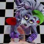 1girl 3d 3d_(artwork) aftonskyy big_breasts big_penis breasts dick_in_hand fellatio five_nights_at_freddy's five_nights_at_freddy's:_security_breach furry furry_ears furry_female furry_tail licking licking_penis male oral penis penis_in_hand roxanne_wolf_(fnaf) straight wolf wolf_ears wolf_girl wolf_tail