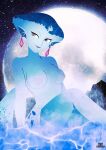 1girl 1girls alluring anthro blue_body blue_skin breasts completely_naked completely_nude edo_nova edonova female_only female_zora fish fish_girl fish_humanoid medium_breasts moon nintendo nipples nude nude_female ocarina_of_time pink_nipples princess_ruto purple_eyes solo_female the_legend_of_zelda the_legend_of_zelda:_ocarina_of_time water zora