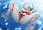 1girl alluring bare_legs big_breasts bikini female fire_emblem fire_emblem_warriors green_eyes green_hair intelligent_systems katou_shinobu nintendo solo swimming swimming_pool tiki tiki_(adult)_(fire_emblem) underwater
