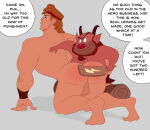 2boys all_fours arched_back artist_name ass backsack balls ballsack bara barefoot beard board bracelet character_name color copyright_name dialog dialogue digital_media_(artwork) discipline disney duo facial_hair feet grey_background hair hairy headband hercules_(character) hercules_(disney) horn horns human looking_back male male_only matainfancias muscle muscular muscular_male nude nude nude_male oblivious on_knees orange_hair phil philoctetes philoctetes_(hercules) plain_background punishment satyr shadow spank_marks spanked spanking speech_bubble speech_bubbles story_at_source testicle text uncensored yaoi yaoi