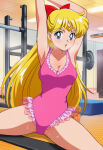 adult_swim alluring big_breasts bishoujo_senshi_sailor_moon bishoujo_senshi_sailor_moon_r bishoujo_senshi_sailor_moon_r_the_movie bishoujo_senshi_sailor_moon_s bishoujo_senshi_sailor_moon_s_the_movie bishoujo_senshi_sailor_moon_supers bishoujo_senshi_sailor_moon_supers_the_movie blonde_hair blue_eyes cleavage frilled_leotard gym gymnastics leotard minako_aino sepia_tone_(artist) toei_animation toonami viz_media