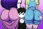 ai_generated aigooner19aught7 basil_(omori) big_ass big_thighs blackwhiplash_(style) head_between_asses mari_(omori) omori_(character)