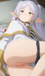  1girl ai_generated anime_girl anus ass big_ass big_ass butt_focus daxa doggy_position elf elf_ears frieren frieren_beyond_journey's_end from_behind hentai horny lying nsfw porn pussy sexy small_breasts white_hair 