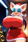  ai_generated big_breasts christmas_outfit furry furry_female mobian_(species) mobian_bat rouge_the_bat sonic_the_hedgehog_(series) tagme 