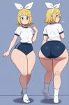 1girl ai_generated ass big_ass booty_shorts breasts buruma fundoshilover101 huge_ass kagamine_rin tabi_socks vocaloid