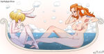 2019 2girls :d alluring animal_ears arm_tattoo barefoot bath bathing bathing_together bathtub blonde-haired_female blonde_hair blue_tattoo blush bubble bubble_bath bunny_ears bunny_tail carrot_(one_piece) closed_eyes dated feet female female_ejaculation female_footjob female_only foam foot_fetish footjob full_body ginko_(silver_fox) head_rest long_hair looking_at_another moaning multiple_females multiple_girls nami_(one_piece) navel nipples nude one_piece open_mouth orange-haired_female orange_eyes orange_hair partially_submerged partially_underwater_shot post-timeskip pussy pussy_juice short_hair sitting smile tail tattoo tattoo_on_arm tattooed_arm tongue tongue_out underwater water watermark web_address yuri