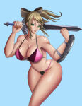  1girl alluring big_breasts bikini blonde_hair cassandra_alexandra cleavage fishmeat@sca green_eyes posing project_soul shield silf soul_calibur soul_calibur_ii soul_calibur_iii soul_calibur_vi sword sword_and_shield 