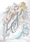  1girl 2_girls alluring alternate_costume alternate_hairstyle ass_visible_through_thighs blonde_hair bride chaps emilie_de_rochefort emilie_de_rochefort_(cosplay) female_only fire_emblem fire_emblem_awakening grey_hair hair_down high_heels intelligent_systems leotard lissa_(fire_emblem) long_hair looking_at_viewer maribelle_(fire_emblem) medium_breasts multiple_females multiple_girls namco navel nero_claudius_(bride) nintendo panties pomelomelon revealing_clothes small_breasts smile stockings tekken twin_drills under_boob underwear wedding_dress wedding_veil white_leotard white_lingerie white_panties zipper 