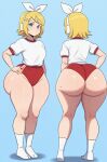 1girl ai_generated ass big_ass booty_shorts breasts buruma fundoshilover101 huge_ass kagamine_rin tabi_socks vocaloid