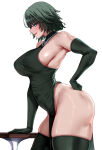  1girl big_breasts bubble_butt cleavage fubuki fubuki_(one-punch_man) green_eyes green_hair horny inviting_to_sex karma3009 looking_at_viewer one-punch_man pose standing stockings teasing thick_thighs 