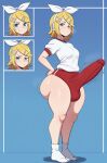 1futa ai_generated ass big_ass booty_shorts breasts buruma erection erection_under_clothes fundoshilover101 futanari huge_ass kagamine_rin tabi_socks vocaloid