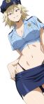  ai_generated bare_thighs blonde_hair boku_no_hero_academia gigantic_breasts grin huge_breasts huge_thighs light-skinned_female light_skin looking_down low-angle_view massive_breasts mature_female milf mitsuki_bakugou my_hero_academia police_hat police_uniform policewoman red_eyes short_hair solo_female spiky_hair squatting sweat sweatdrop thick_body thick_female thick_thighs thighs voluptuous voluptuous_female waifus_diffusion 