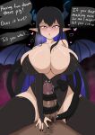 1boy 1girl black_bunnysuit black_hair black_nails blush breasts broken_horn bunnysuit cleavage dark-skinned_male dark_skin english_text erect_penis erection heart hololive hololive_english horns huge_breasts light-skinned_female light_skin male_pov male_pubic_hair nerissa_ravencroft nose_blush painted_nails penis pink_eyes pointy_ears pov pubic_hair re:all_(re_allone) spade_tail speech_bubble succubus succubus_tail succubus_wings tail tail_around_penis tailjob text uncensored virtual_youtuber vtuber wings