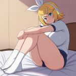 1girl ai_generated ass big_ass booty_shorts breasts buruma fundoshilover101 huge_ass kagamine_rin tabi_socks vocaloid