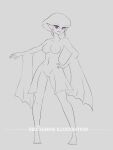 1girl alluring fish monochrome princess_ruto red_bunnie_illustration sketch the_legend_of_zelda the_legend_of_zelda:_ocarina_of_time zora