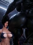 1girl 3d 3d_(artwork) abs absurd_res alien alien_(franchise) anus ass big_ass big_breasts bikini bikini_top biped breasts clothed clothing digital_media_(artwork) duo female/female genitals glistening glistening_body hair high_res human larger_female mammal navel not_furry nude pupils sfrogue size_difference smaller_female swimwear tail thick_thighs two-piece_swimsuit vulva wide_hips xenomorph