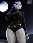 1girl 3d 3d_(artwork) 3d_model 3d_render artist_logo ass big_ass big_breasts big_nipples big_thighs blender blender_(artwork) blender_(software) blender_cycles breasts clothing curvy curvy_body curvy_figure dc_comics demon_girl female_focus female_only goth goth_girl grey_body grey_fingernails grey_skin grey_skinned_female half_demon hero heroine high_res hourglass_figure jewel_on_forehead latex latex_clothing leotard nipple_bulge nipples_visible_through_clothing older older_female purple_eyes purple_hair raven_(dc) short_hair signature slim_waist snippwapp solo_focus superheroine teen_titans text thighs tight_clothing waist wide_hips young_adult young_adult_female young_adult_woman