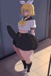 1futa ai_generated ass big_ass booty_shorts breasts erection erection_under_clothes fundoshilover101 futanari huge_ass kagamine_rin tabi_socks vocaloid