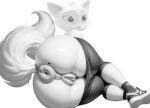 1girl ai_generated anus ass ass_focus beauty_mark big_anus big_ass big_eyes big_head black_and_white cat clothed clothes cute donut_anus dreamworks dulcinea_(puss_in_boots) feline fluffy_tail furry_female furry_only greyscale leggings lying_on_side mammal netflix pants pants_down posing posing_for_the_viewer presenting_hindquarters puffy_anus pussy realistic round_ass shoes showing_ass shrek_(series) smooth_fur sneakers the_adventures_of_puss_in_boots white_fur