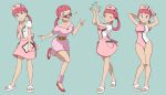  1_girl 1girl alternate_costume alternative_costume clipboard clothed clothed_female dress female female_human female_only hair_rings heart_glasses human joy_(pokemon) looking_at_viewer multiple_views nurse nurse_cap nurse_joy nurse_uniform one-piece_swimsuit partially_clothed pink_hair pokemon skirt standing swimsuit uniform 