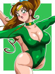  1girl adult_swim alluring ass big_breasts bishoujo_senshi_sailor_moon bishoujo_senshi_sailor_moon_r bishoujo_senshi_sailor_moon_r_the_movie bishoujo_senshi_sailor_moon_s bishoujo_senshi_sailor_moon_s_the_movie bishoujo_senshi_sailor_moon_supers bishoujo_senshi_sailor_moon_supers_the_movie brown_hair cleavage dancing earrings green_eyes high_res inabakun00 jewelry leotard long_hair long_sleeves makoto_kino ponytail standing standing_on_one_leg thong_leotard toei_animation toonami viz_media 