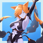  1girl 1girl alluring animal_ears bare_shoulders big_breasts black_gloves black_thighhighs boots cat_ears cat_girl center_opening ciderwrath cleavage cleavage_cutout closed_eyes closed_mouth clothing_cutout covered_collarbone earrings facial_mark female_focus fingerless_gloves fire_emblem fire_emblem:_three_houses fire_emblem_heroes full_body gloves hair_over_one_eye high_heel_boots high_heels high_res intelligent_systems jewelry kronya_(fire_emblem) leotard lips navel nintendo orange_hair pale_skin red_eyes revealing_clothes short_hair signature sleeveless smile standing stockings tattoo teardrop_tattoo thigh_high_boots thighs turtleneck under_boob underboob_cutout 